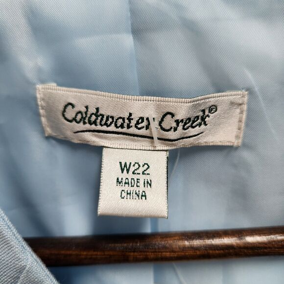 Coldwater Creek Womens Plus Linen Blend Blazer Size 22W Blue Embroidered Career - Picture 4 of 12